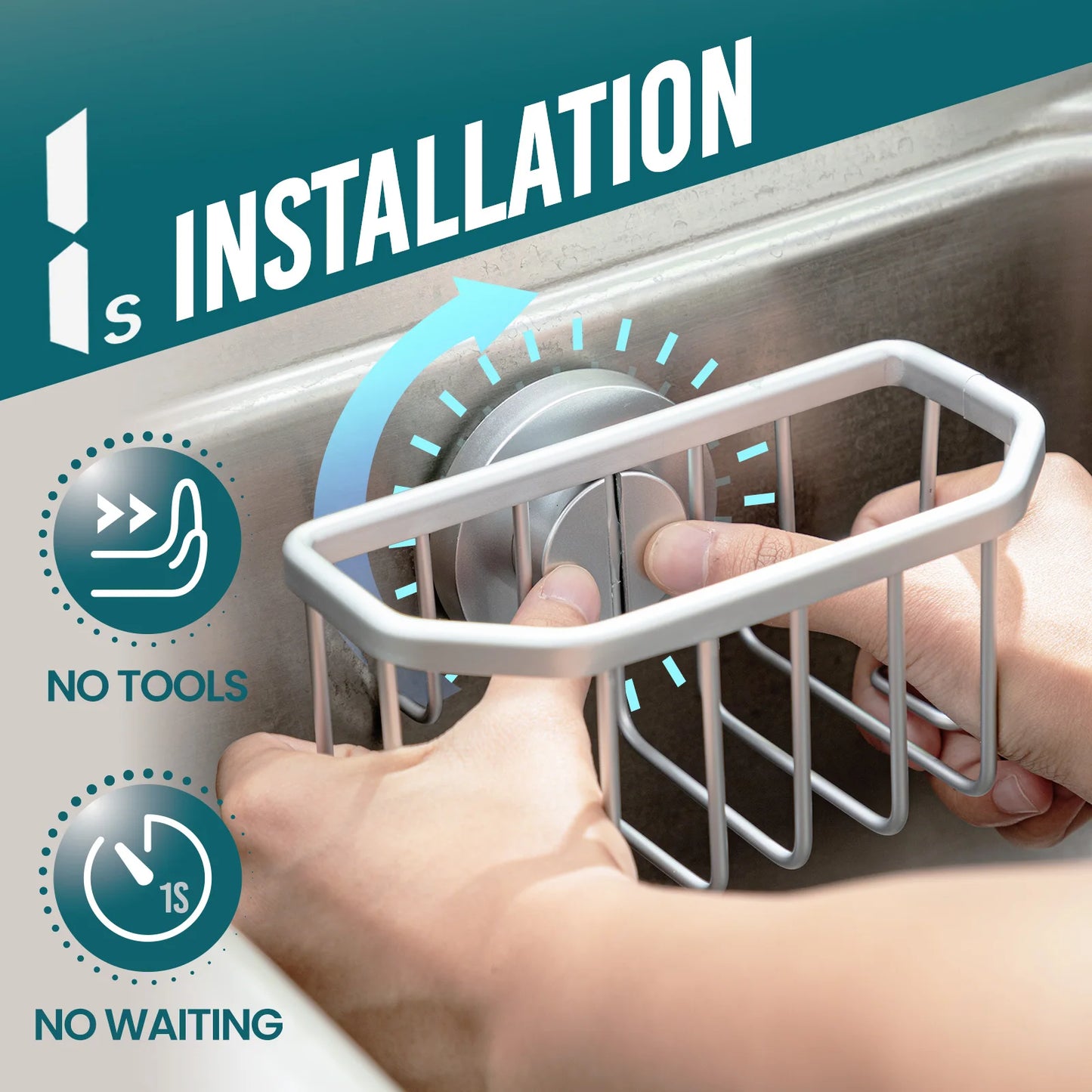 Rustproof Aluminum Suction Sponge Holder