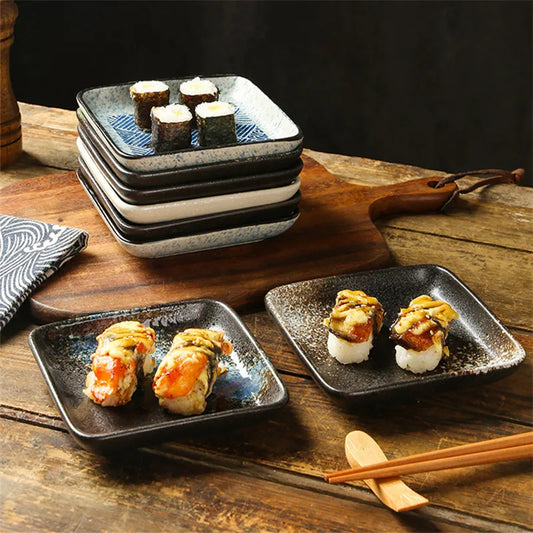Porcelain Sushi Plate Starfield Glazed delivers Japanese elegance with a starry glaze; durable square ceramic for sushi, sashimi, and party trays - buy now.