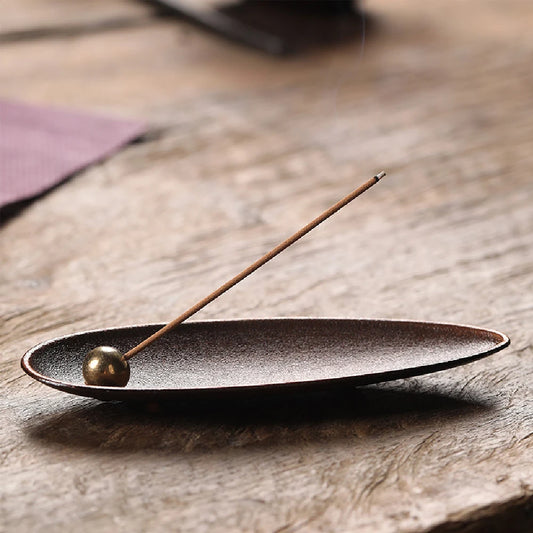 Alloy copper bead incense holder — a Zen tea-ceremony metal incense burner for living rooms, perfect as an elegant aromatherapy base.