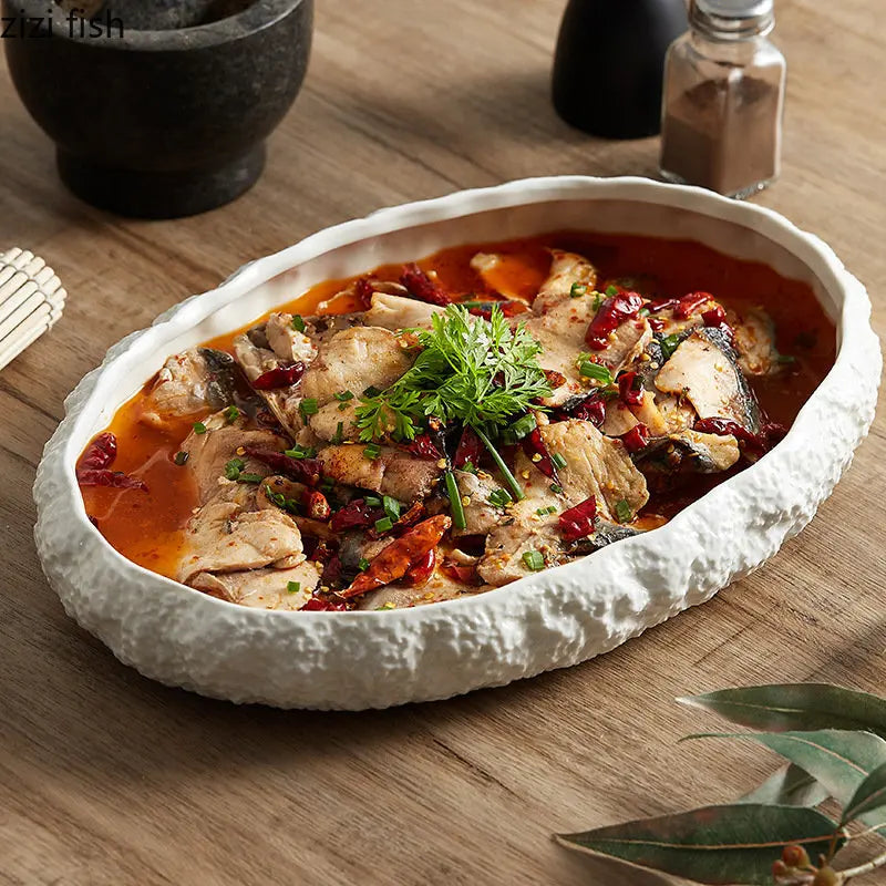 Rock Texture durable porcelain plate ware offers a unique rock-texture ceramic finish for main dishes, stylish and easy to clean for everyday dining, Shop now
