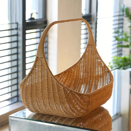 Elevate your dining experience with our Handwoven Rattan Bread Basket, perfect for serving bread and fruits in rustic style.