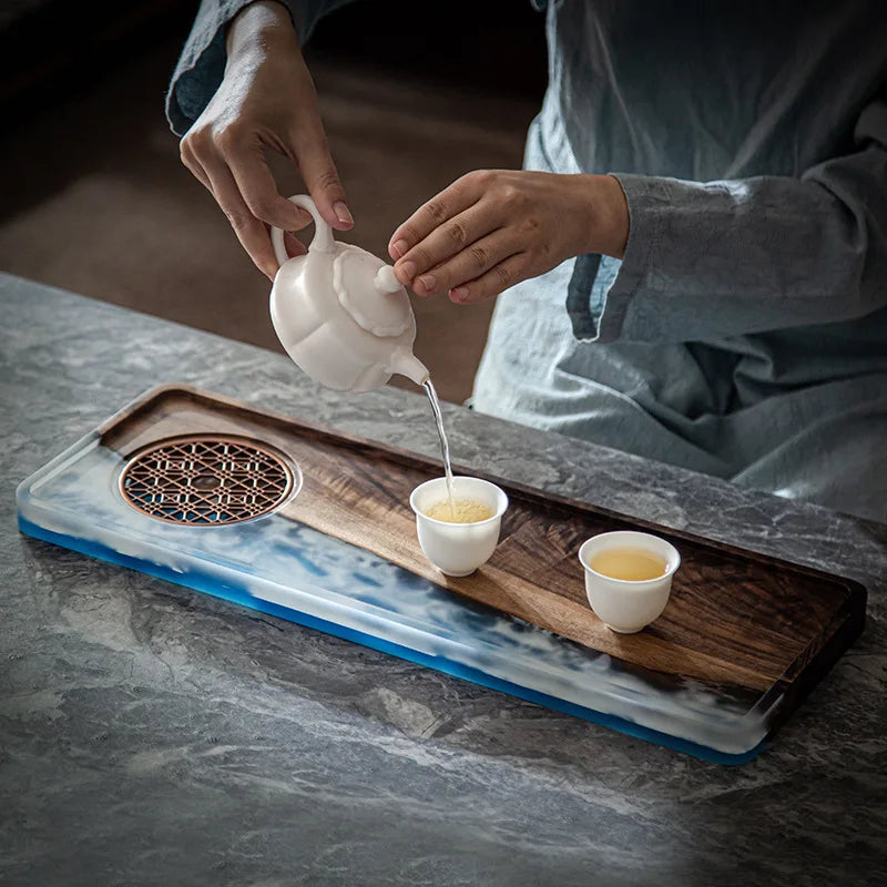 Walnut Resin Tea Tray Holder