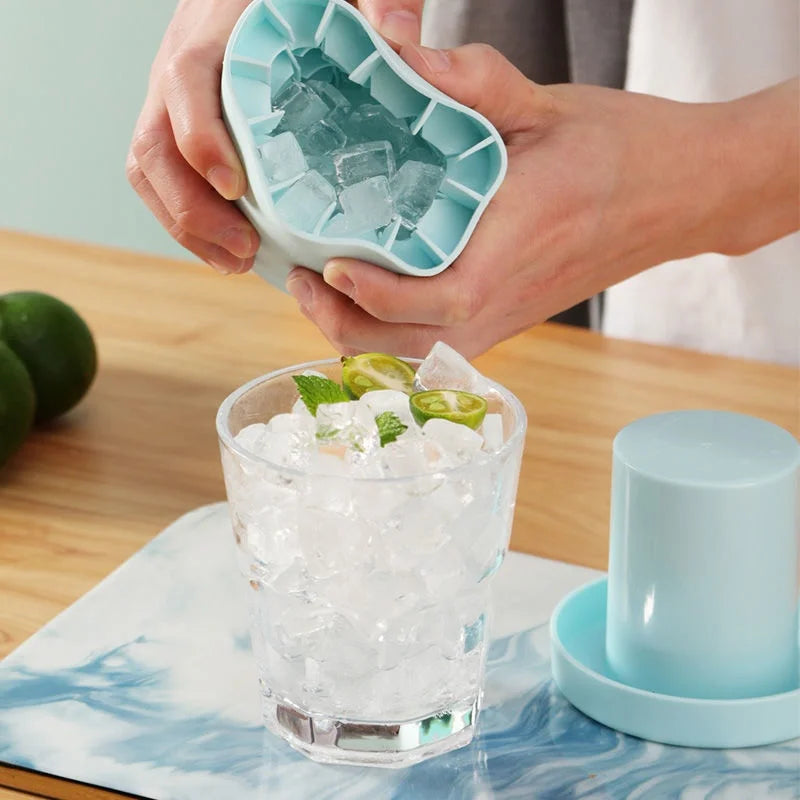 Silicone Ice Cube Mold with Round Ice Bucket