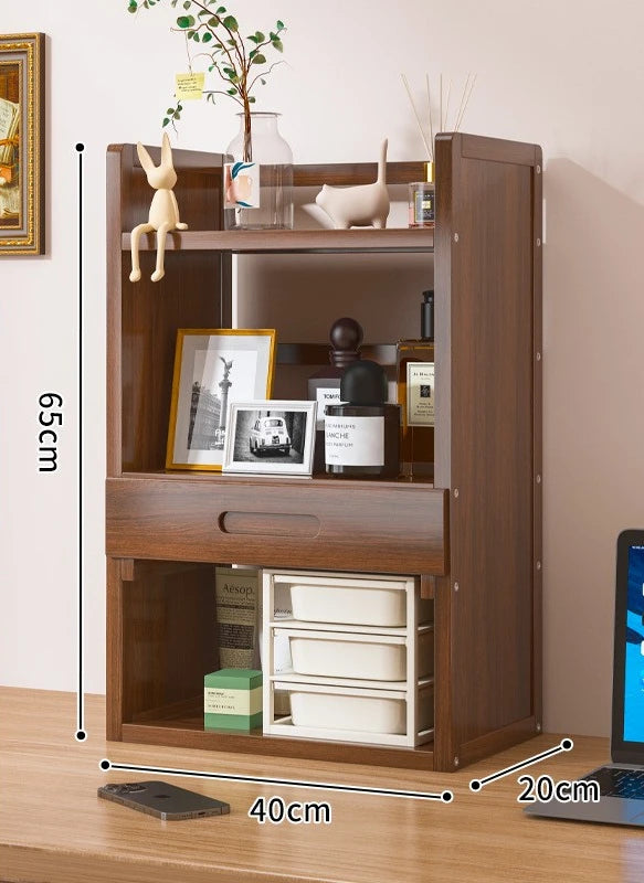 Solid Wood Desktop Bookshelf Storage