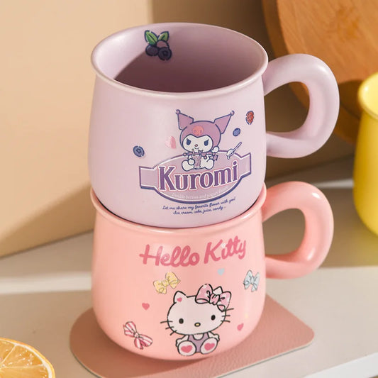 Discover the adorable Sanrio Mug Ceramic Cups featuring Hello Kitty and My Melody, perfect for kids and safe for dishwasher and microwave use!