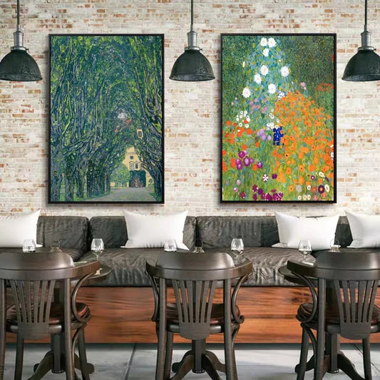 Gustav Klimt Vienna Secession Garden waterproof DIY sticky poster - removable art stickers in multiple sizes for home, café, office and bar decor
