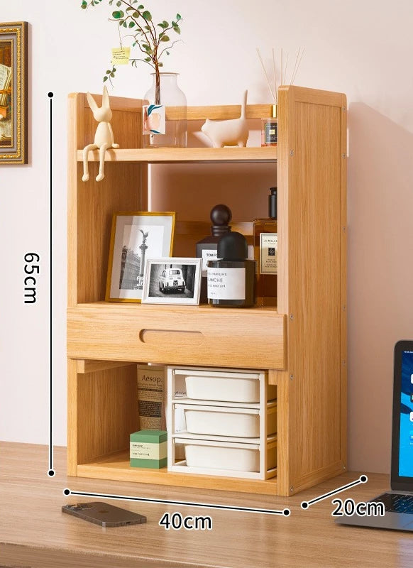 Solid Wood Desktop Bookshelf Storage