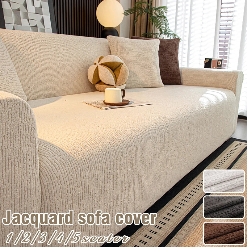 Non Slip Stretchable Sofa Cover protection with washable knit fabric is pet-friendly, guards your furniture in living room, fits 1-5 seats shop now.