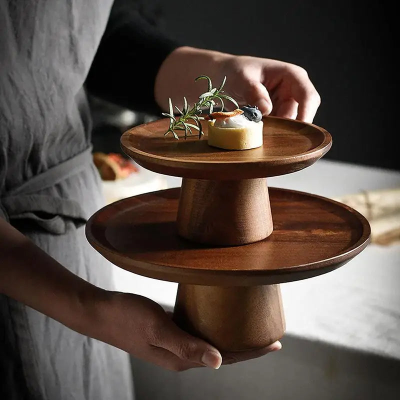 Natural Wooden Cake Tray
