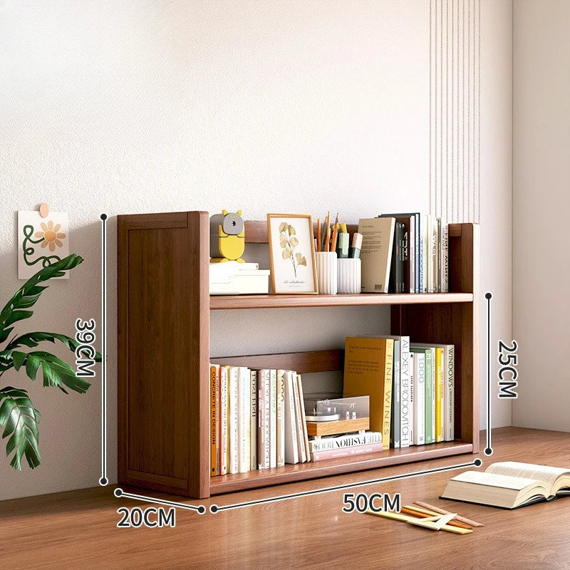 Solid Wood Desktop Bookshelf Storage