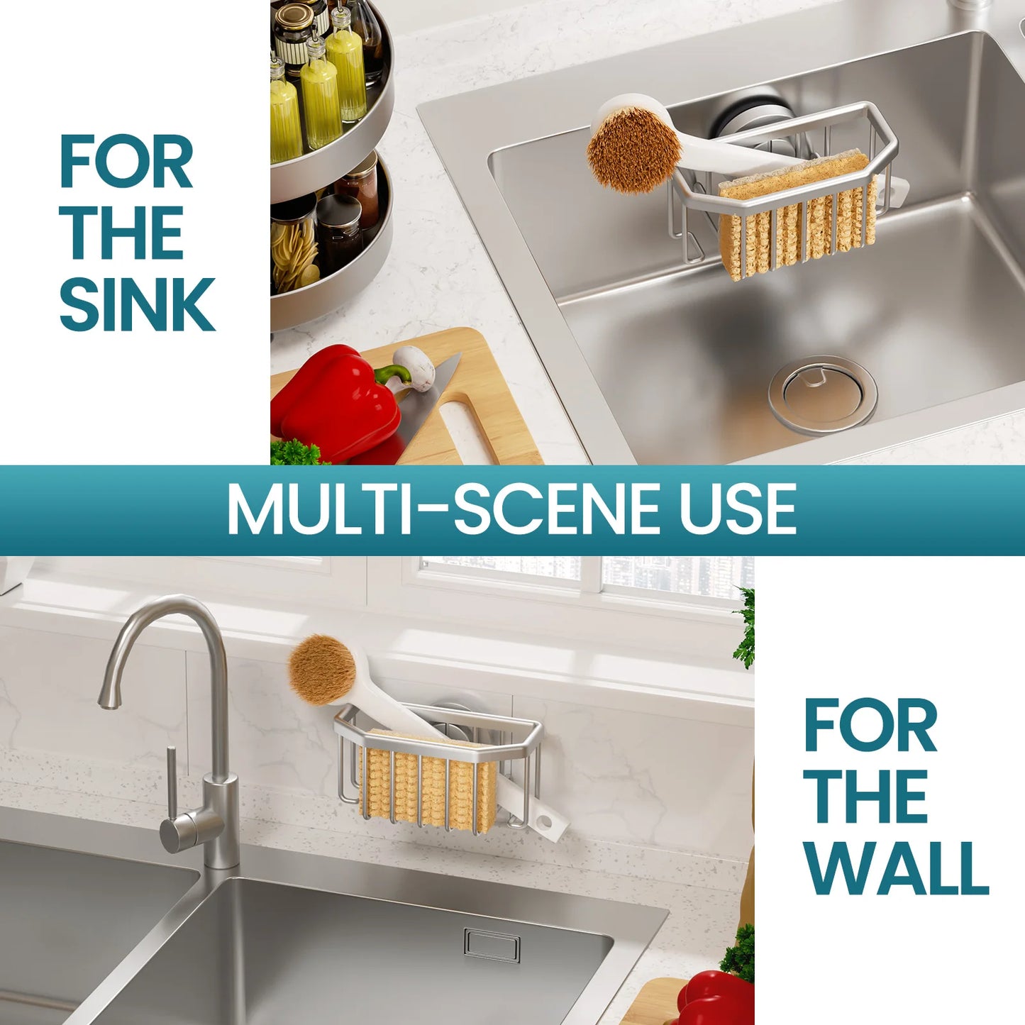Rustproof Aluminum Suction Sponge Holder