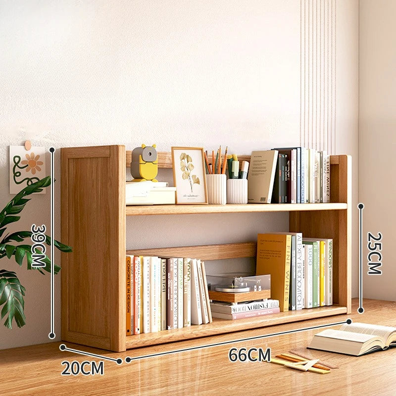 Solid Wood Desktop Bookshelf Storage