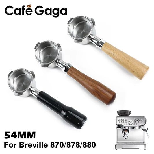 Bottomless Portafilter for Breville replaceable basket delivers cafe-grade espresso extraction on 54mm at home, compatible with Sage 870/878/880—shop now!!