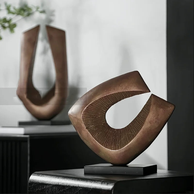 Antique Geometric Resin Statue