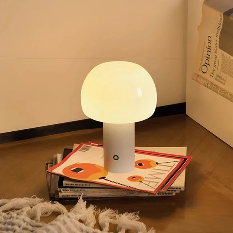 Wireless Charging Mushroom Table Lamp, multicolor modes, touch control, and LED lighting with 3 color dimming for modern living rooms and bedrooms;shop now!