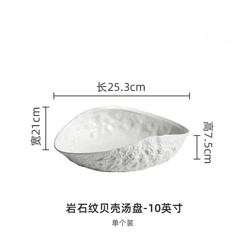 Rock Pattern Shell Ceramic Plate