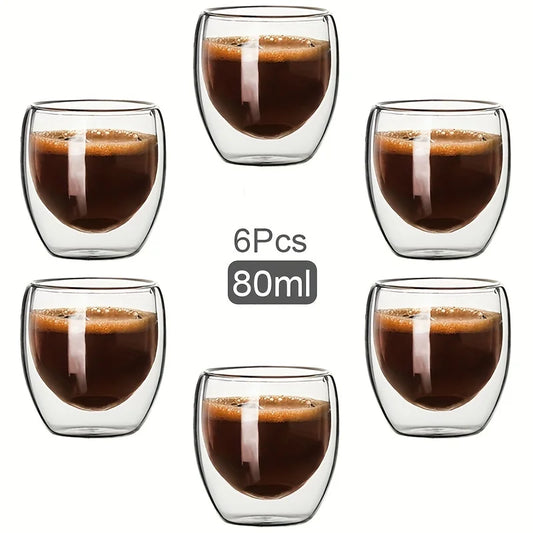 Double Wall Glass Cup delivers heat insulation with transparent glass for tea, espresso, coffee, or whisky, with easy grip for stylish durability, buy now.