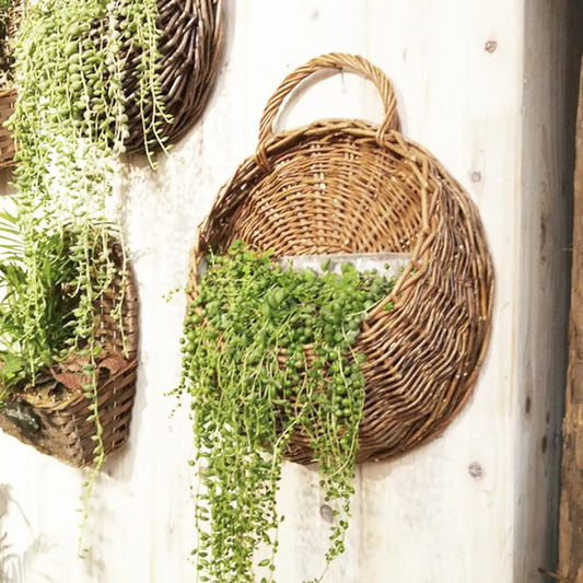 Handcrafted Rattan Hanging Flower Basket