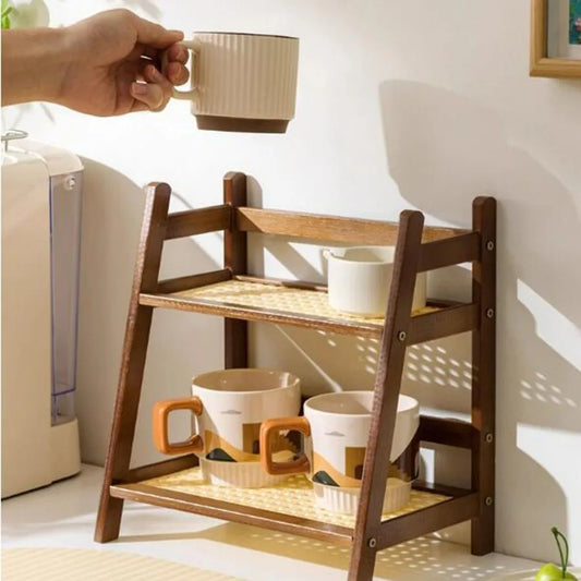 Organize your kitchen with our Bamboo Countertop Coffee Cup Holder, a stylish and functional solution to declutter and maximize your countertop space.