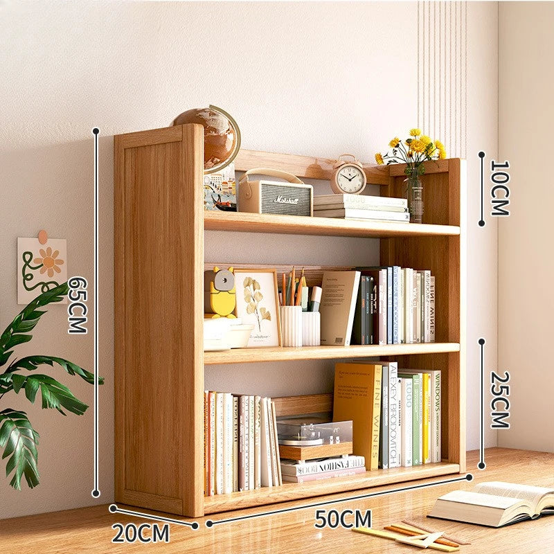 Solid Wood Desktop Bookshelf Storage