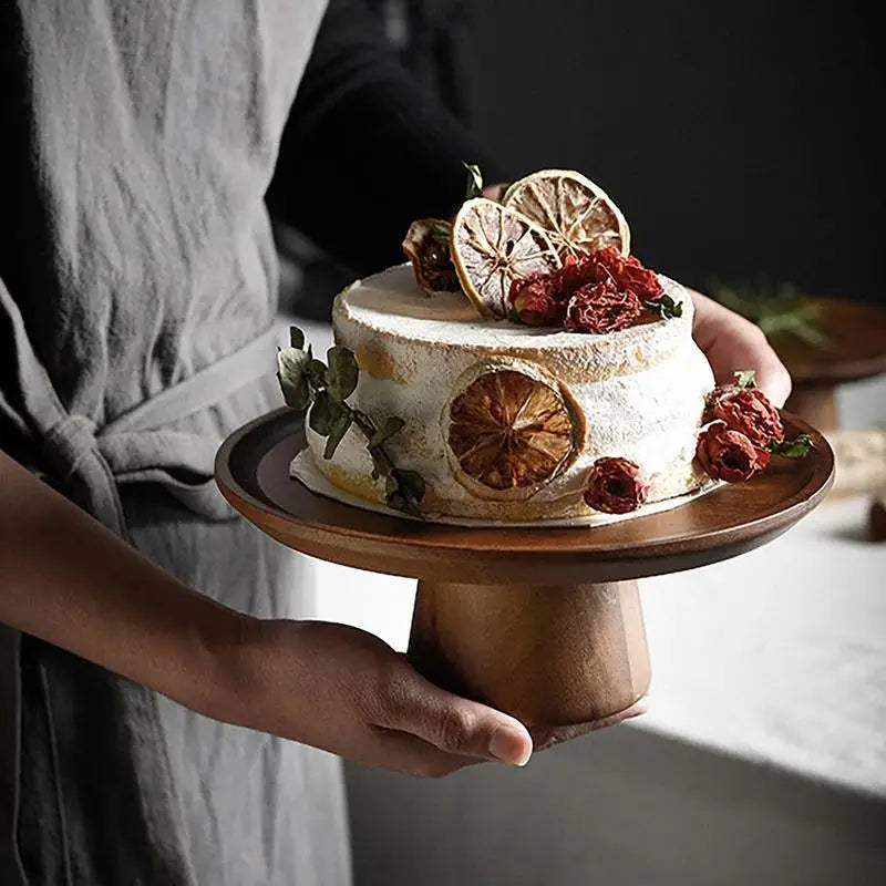 Natural Wooden Cake Tray
