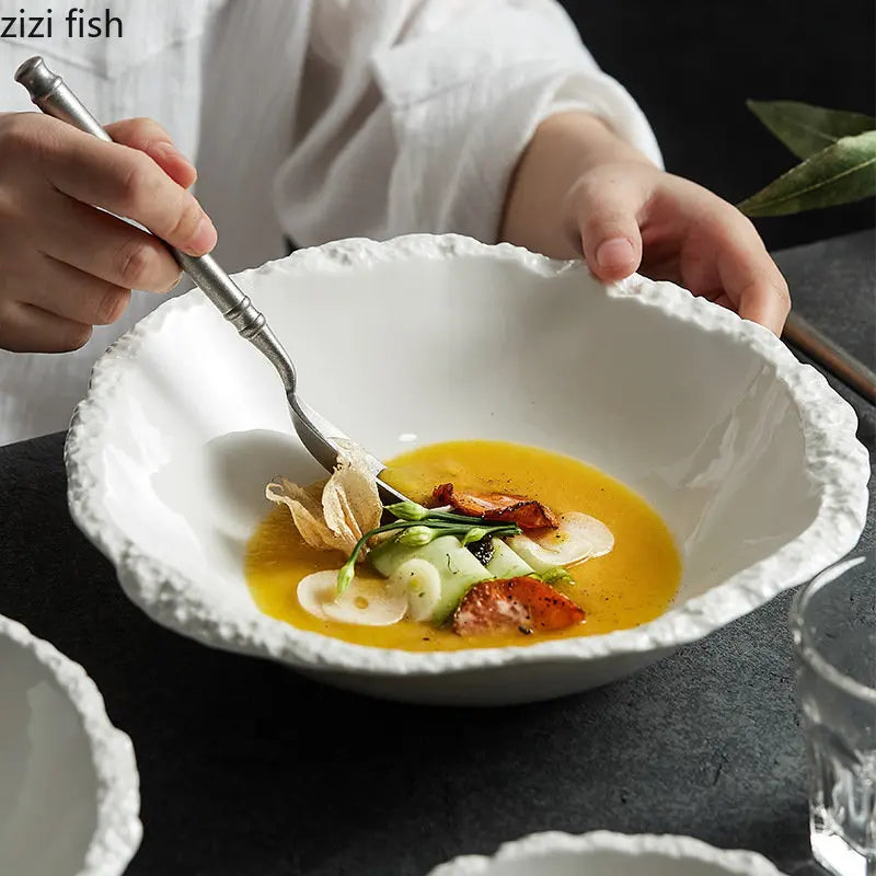 Premium Porcelain Dinnerware Rock texture Collection delivers elegant ceramic bowls and plates with rugged texture for restaurant-grade style—order today!!!