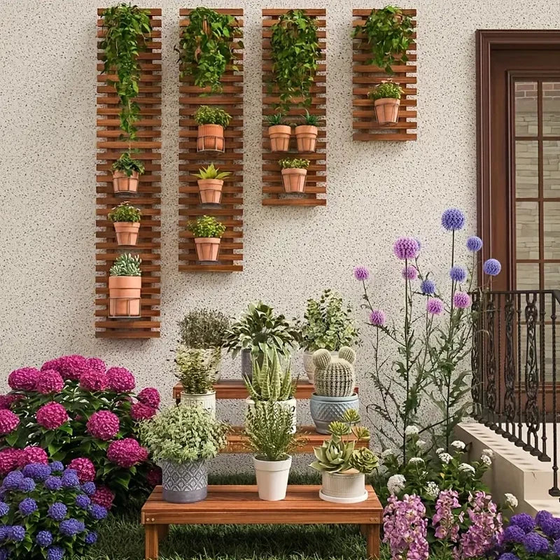 Balcony Garden Solid Wood Shelf
