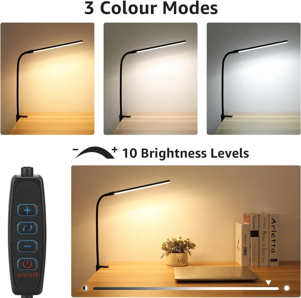 Led Desk Lamp With Clamp And Flexible Gooseneck Arm