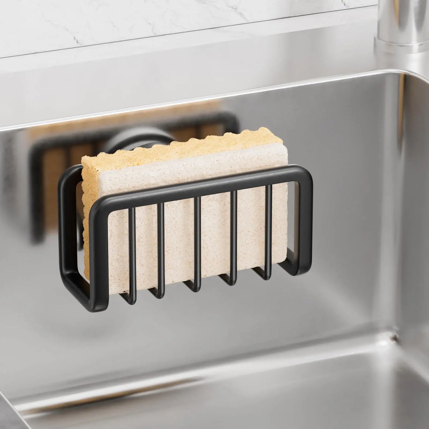 Sponge Holder with strong suction keeps your sink organized, rustproof, and dry; install in 1 second, reposition anytime for a cleaner kitchen—shop now!!!!