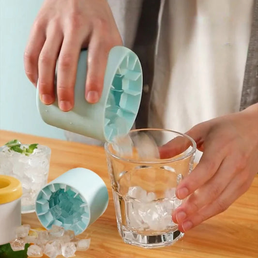 Silicone ice cup maker: Easy-release design, compact 8x6x7.5 cm mold for effortless ice removal. Perfect gift for beverage lovers, convenient for instant refreshment.