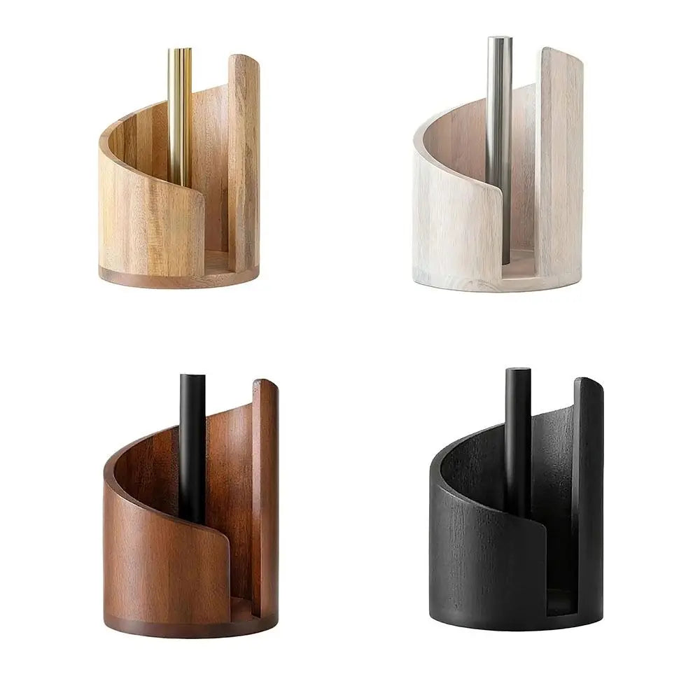 Beige Wood Paper Towel Holder