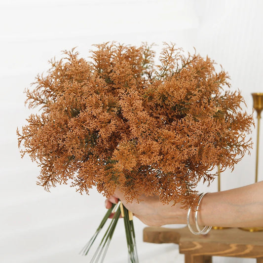 43cm artificial coral rime grass bouquet—lifelike faux flowers for weddings, home, Christmas and DIY arrangements; durable, low-maintenance decor.