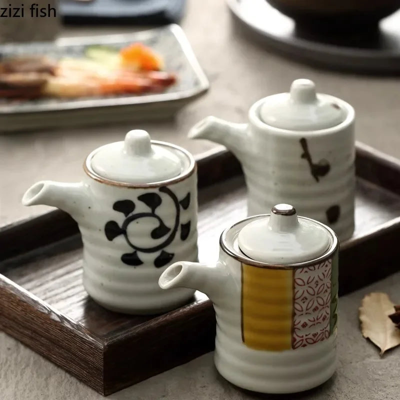 Discover the traditional Japanese Ceramic Seasoning Jar for elegant, practical storage of spices and soy sauce, enhancing your kitchen's retro charm and freshness—order yours today!