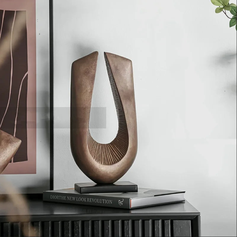 Antique Geometric Resin Statue