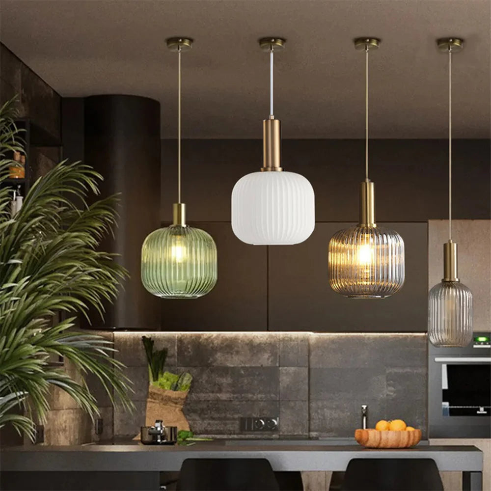 Enhance your space with the Glass LED Pendant Light Home Decor Fixtures Retro Pendant Lamp Luxury Home Decor Hanging Lamp For Kitchen Island Restaurant.