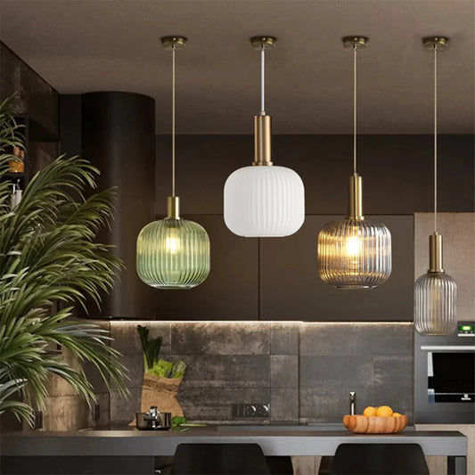 Enhance your space with the Glass LED Pendant Light Home Decor Fixtures Retro Pendant Lamp Luxury Home Decor Hanging Lamp For Kitchen Island Restaurant.