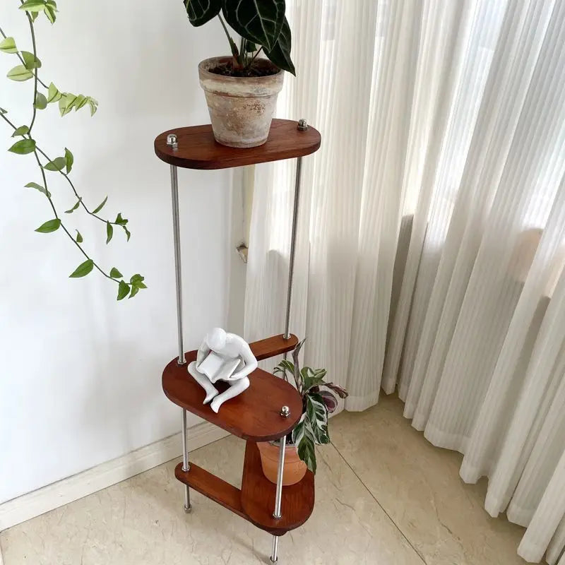 Solid Wood Plant Stand with geometric design delivers heavy duty stability and adjustable feet for flat floors ideal for plants and decor stylish—Shop now.