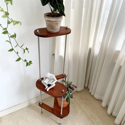 Solid Wood Plant Stand with geometric design delivers heavy duty stability and adjustable feet for flat floors ideal for plants and decor stylish—Shop now.