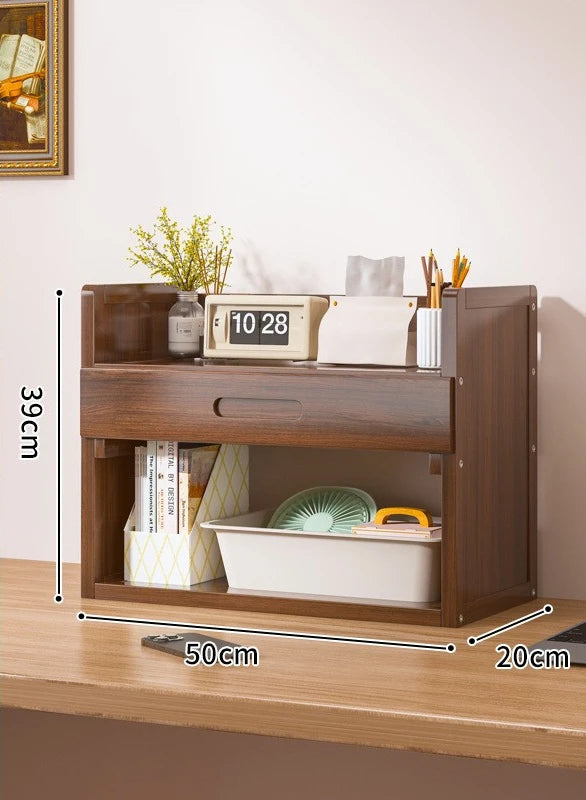 Solid Wood Desktop Bookshelf Storage