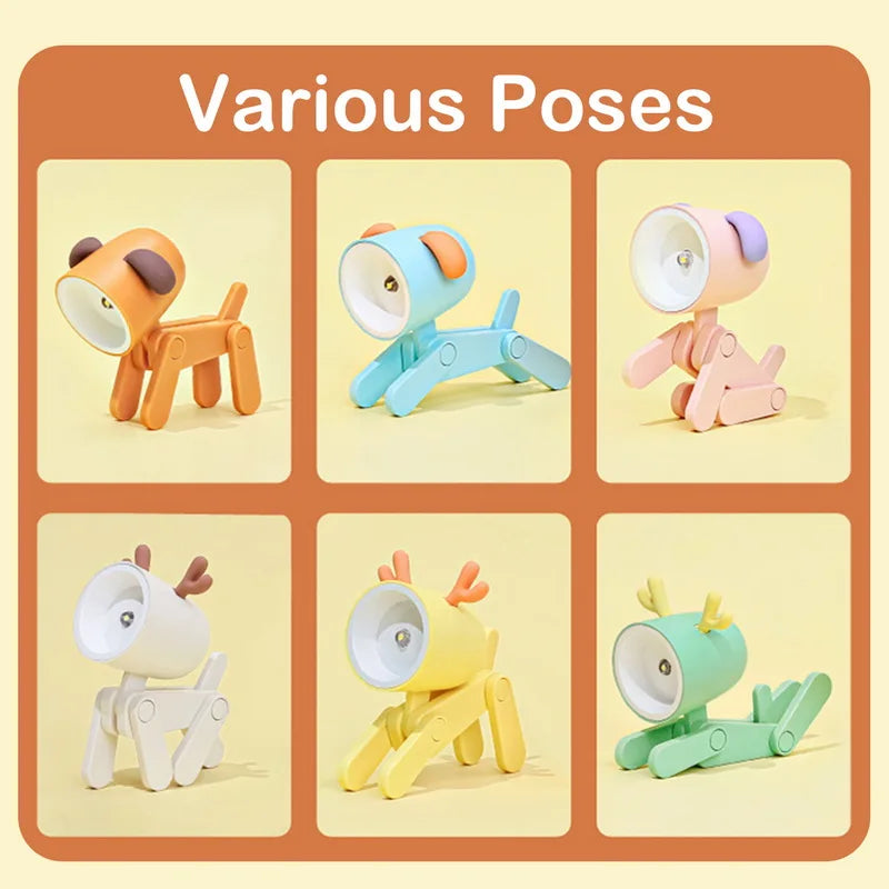 Cute Dog Night Light Folding Desk Lamp For Kids Bedroom