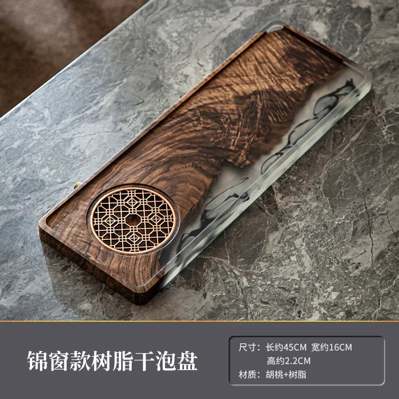 Walnut Resin Tea Tray Holder