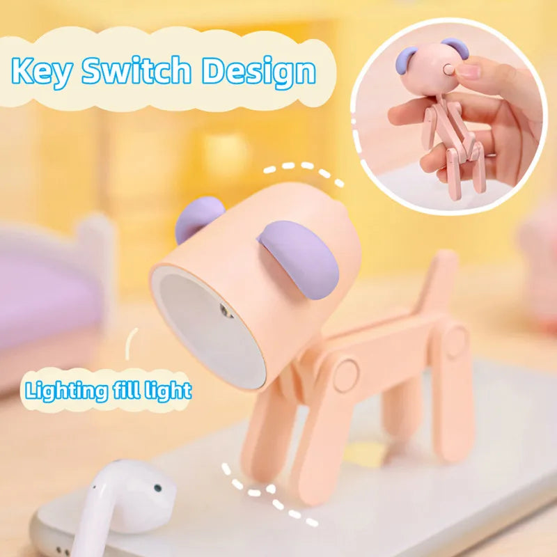 Cute Dog Night Light Folding Desk Lamp For Kids Bedroom