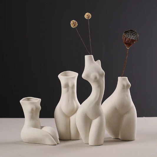 White Porcelain Ceramic Tabletop Vase