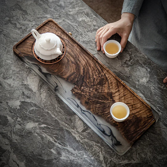 Walnut Resin Tea Tray Holder Premium Edition blends durable resin with a compact dry-brewing table for elegant home tea rituals—shop now!