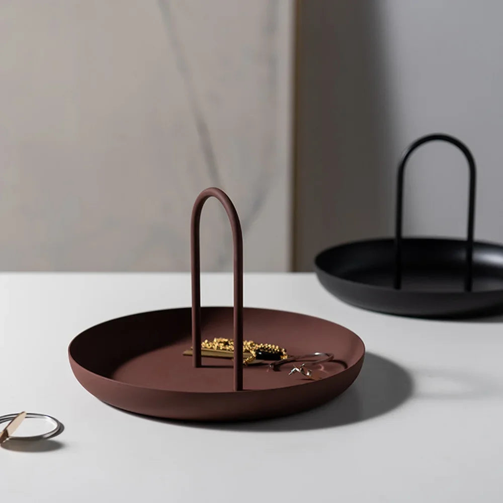 Nordic Round Jewelry Tray With Handle