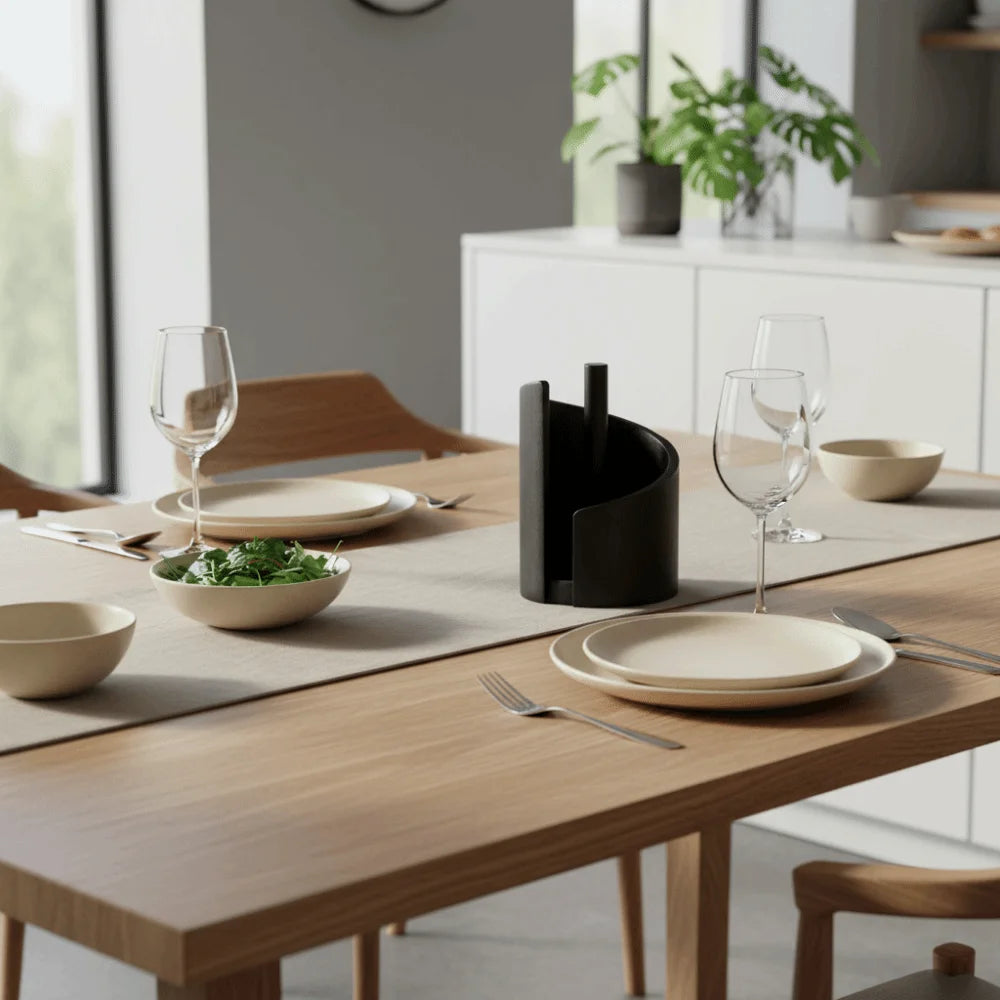 Beige Wood Paper Towel Holder
