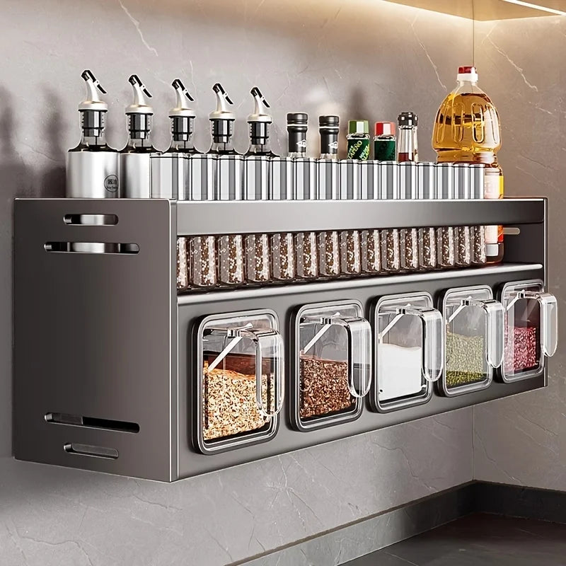 No-Drill Multifunctional Spice Rack offers drill free, sealed-container spice storage that keeps ingredients organized and accessible; shop now.