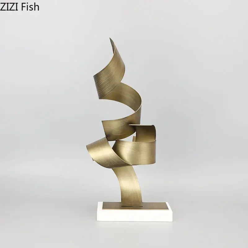 Architecturally Timeless Marble Sculpture delivers luxurious room and desk decor with a golden streamer marble base- order now today to elevate your space.