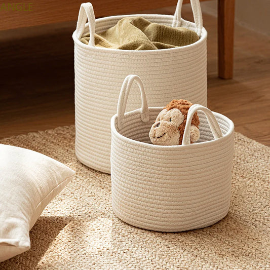 Cotton Rope Laundry Basket offers stylish, eco-friendly storage for clothes, toys, towels with durable waterproof exterior—organize space easily. Shop now!!