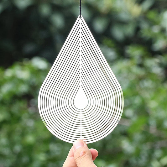 Iridescent Reflective Stainless Water Wind spinner adds shimmering 3D motion and mirrored reflections to your garden, transforming, outdoor spaces—shop now.